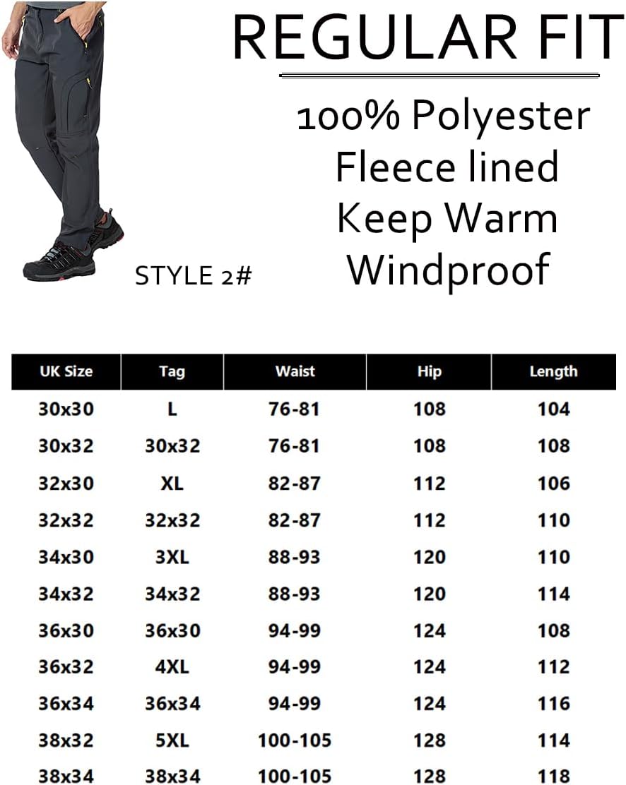 CARWORNIC Herren Wanderhose Wasserdicht Skihose Softshellhose Trekkinghose 36W / 32L #2 Armeegrün, 3