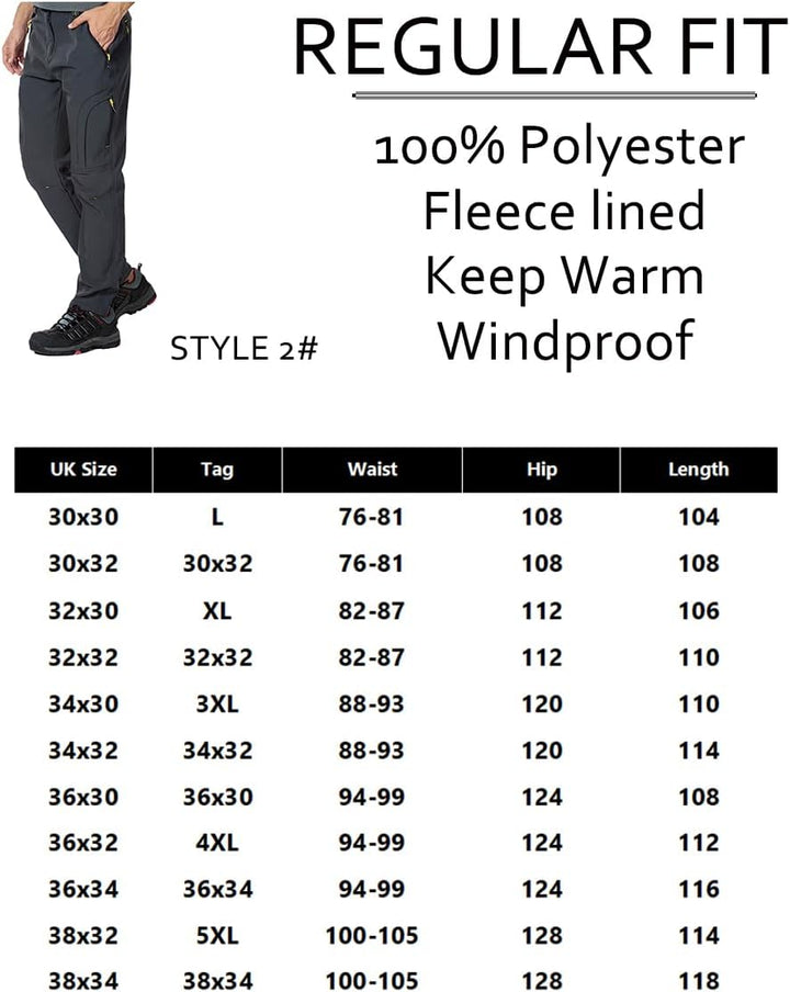 CARWORNIC Herren Wanderhose Wasserdicht Skihose Softshellhose Trekkinghose 36W / 32L #2 Grau-blau, 3