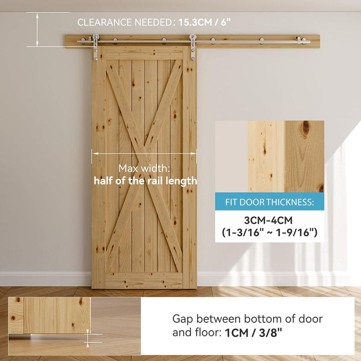 Schiebetürbeschlag Edelstahl 183cm Schiebetüren Schiebetürsystem Komplettset Laufschiene Rollen Set