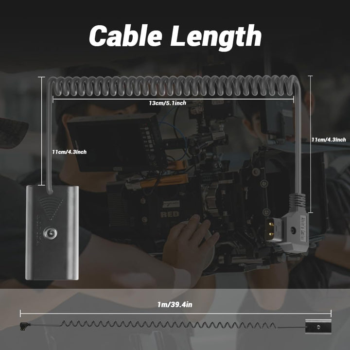 Alvin's Cables NP F550 Dummy Akku auf D Tap Spiralkabel für Sony NP F550|F570|F970 |Atomos Ninja V M