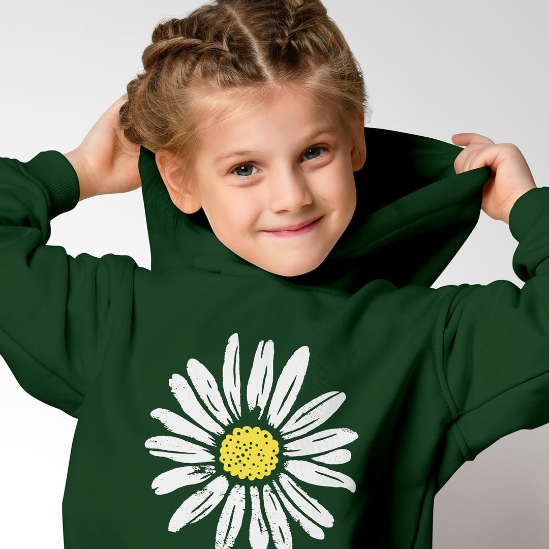 Neverless® Kinder Hoodie Mädchen Blumen Aufdruck Kapuzenpullover Sweatshirt Kapuze Dunkelgruen 128