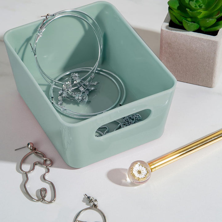 12x Ordnungsboxen - 6cm hoch - WEIss - 12,5x10x6cm - 1 Liter - Ordnungskorb - Schubladenorganizer Sc