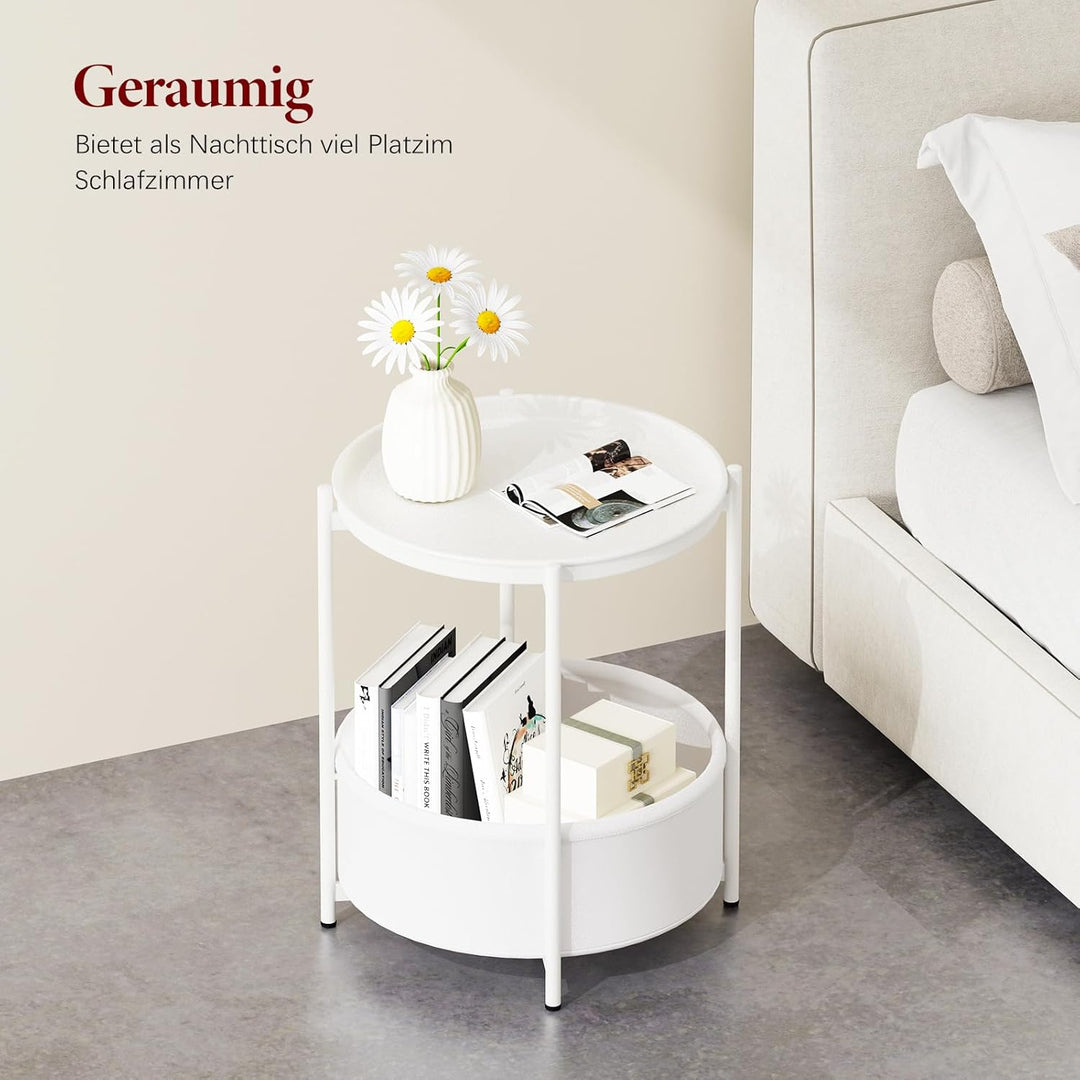 Garden 4 you Beistelltisch Rund, Sofatisch 2 Ebenen, Metall Balkontisch, Kleiner Tisch, Couchtisch m