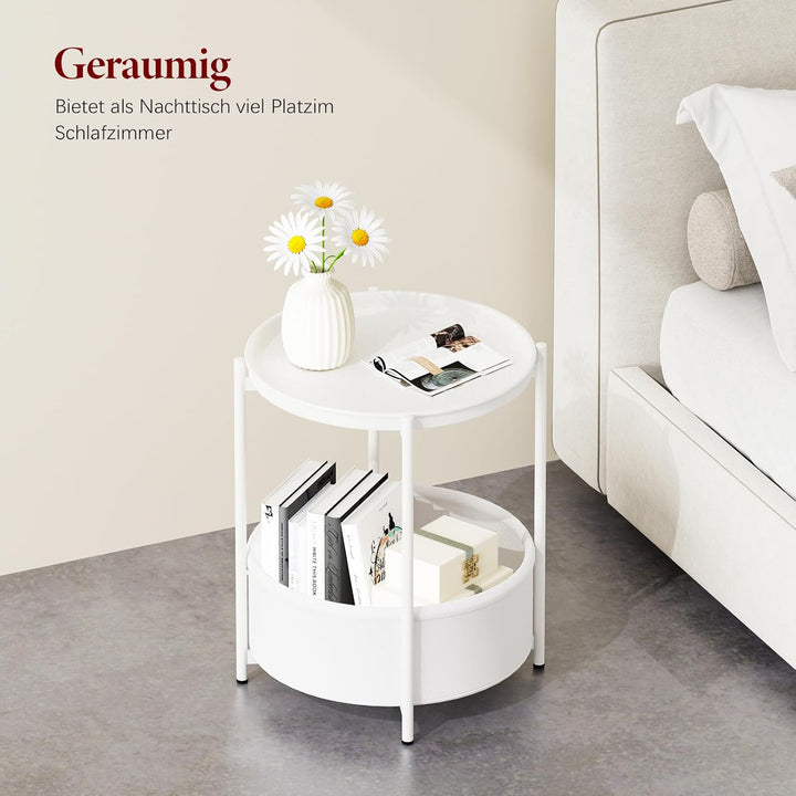 Garden 4 you Beistelltisch Rund, Sofatisch 2 Ebenen, Metall Balkontisch, Kleiner Tisch, Couchtisch m