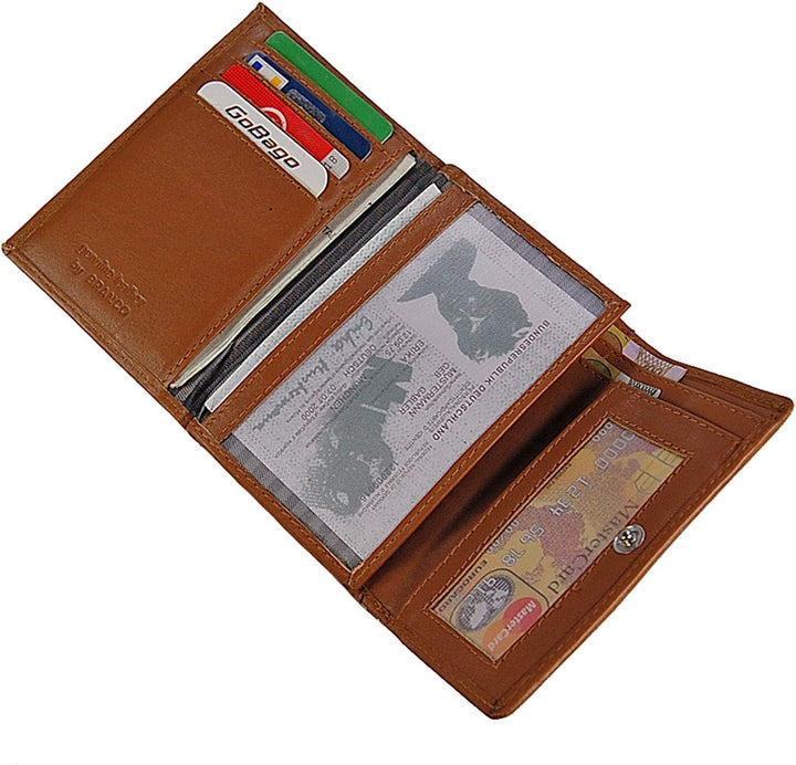 GoBago Branco Damen Geldbörse Leder 6 Farben, Portemonnaie Geldbeutel mit Metall Bügel, Knipser (Nat