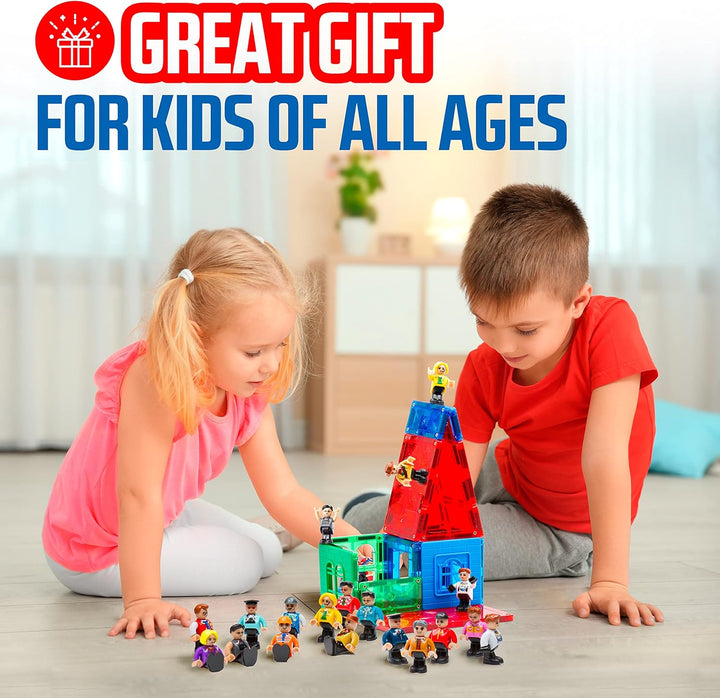 Playmags Magnetic Figures Community Figures Set von 15 - Spielleute Perfekt für Magnetfliesen - Mint