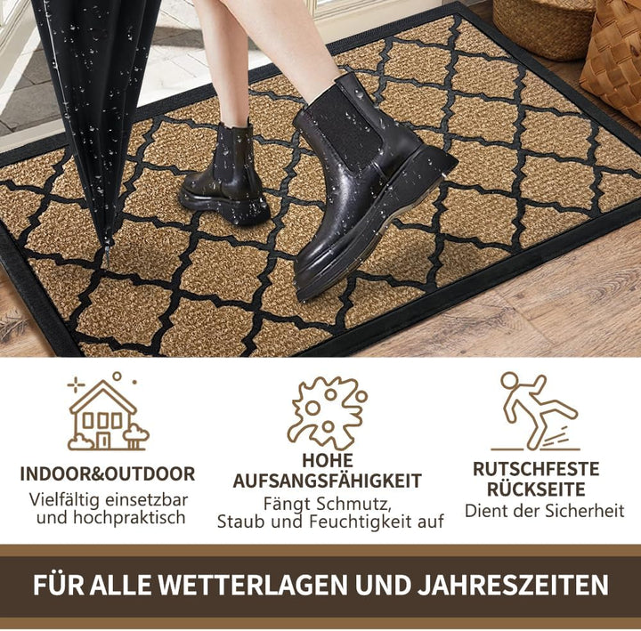 Qingbei Rina 60 x 90 cm Fussmatte aussen, rutschfeste Schmutzfangmatte Türmatte, Waschbar Fussmatte