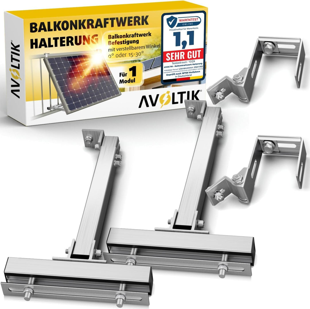Avoltik Balkonkraftwerk Halterung Balkon ECKIG für alle Solarpanel-Grössen I Solarmodul Halterung au