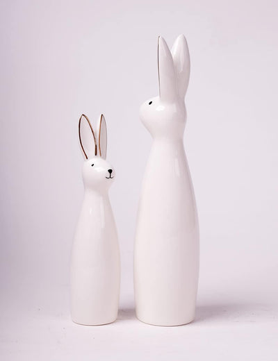 SEINHIJO 2pcs Modern Skulptur Dekor Hase Statue Wohnzimmer Kunst Keramik Arts Geschenk 29cm