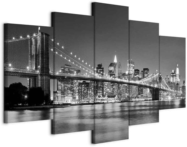 murando - Wandbilder XXL New York City 150x75 cm 5 tlg Wand Deko Leinwand Bilder Gross Wanddeko Wohn