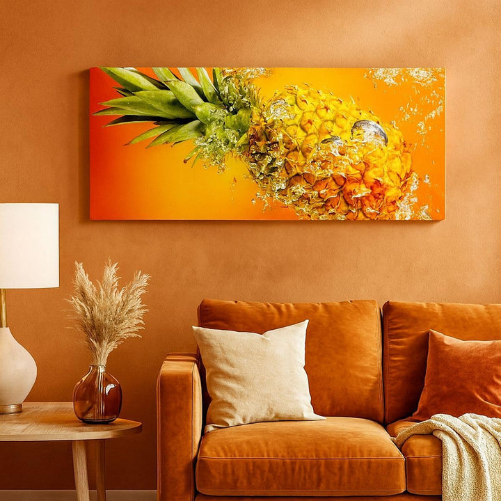 Wandbilder Dekoration Wohnzimmer Karibik ananas frucht gesund Panorama Bilder auf Leinwand 120x50cm