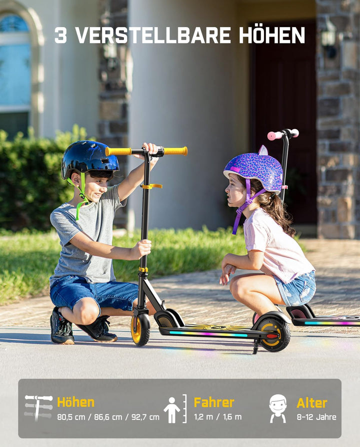 FanttikRide C9 Apex Elektroroller für Kinder 8-12 Jahren, Bluetooth-Musik, Bunte Regenbogenlichter,