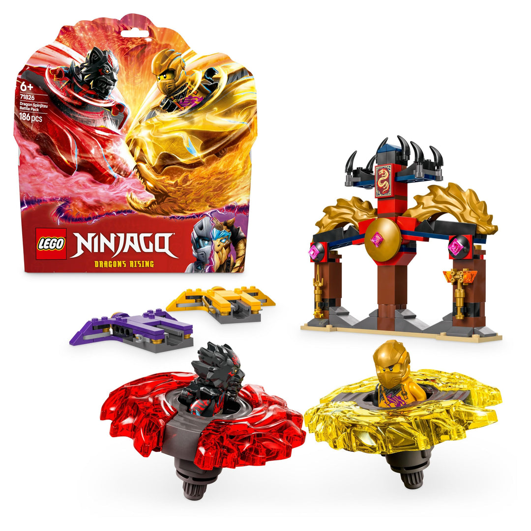 LEGO NINJAGO Drachen-Spinjitzu Battle Pack mit 2 Minifiguren - Ninja Spielzeug mit Spinner für Junge
