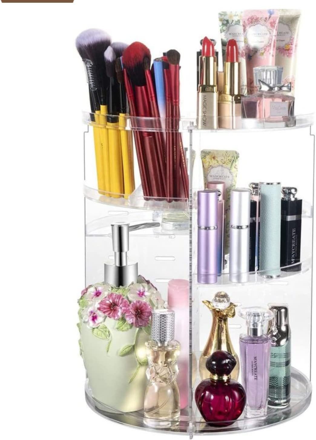 360 ° drehbarer Make up Kosmetik Schönheits Organizer, Makeup Aufbewahrungs Kosmetikbox für Kommode,