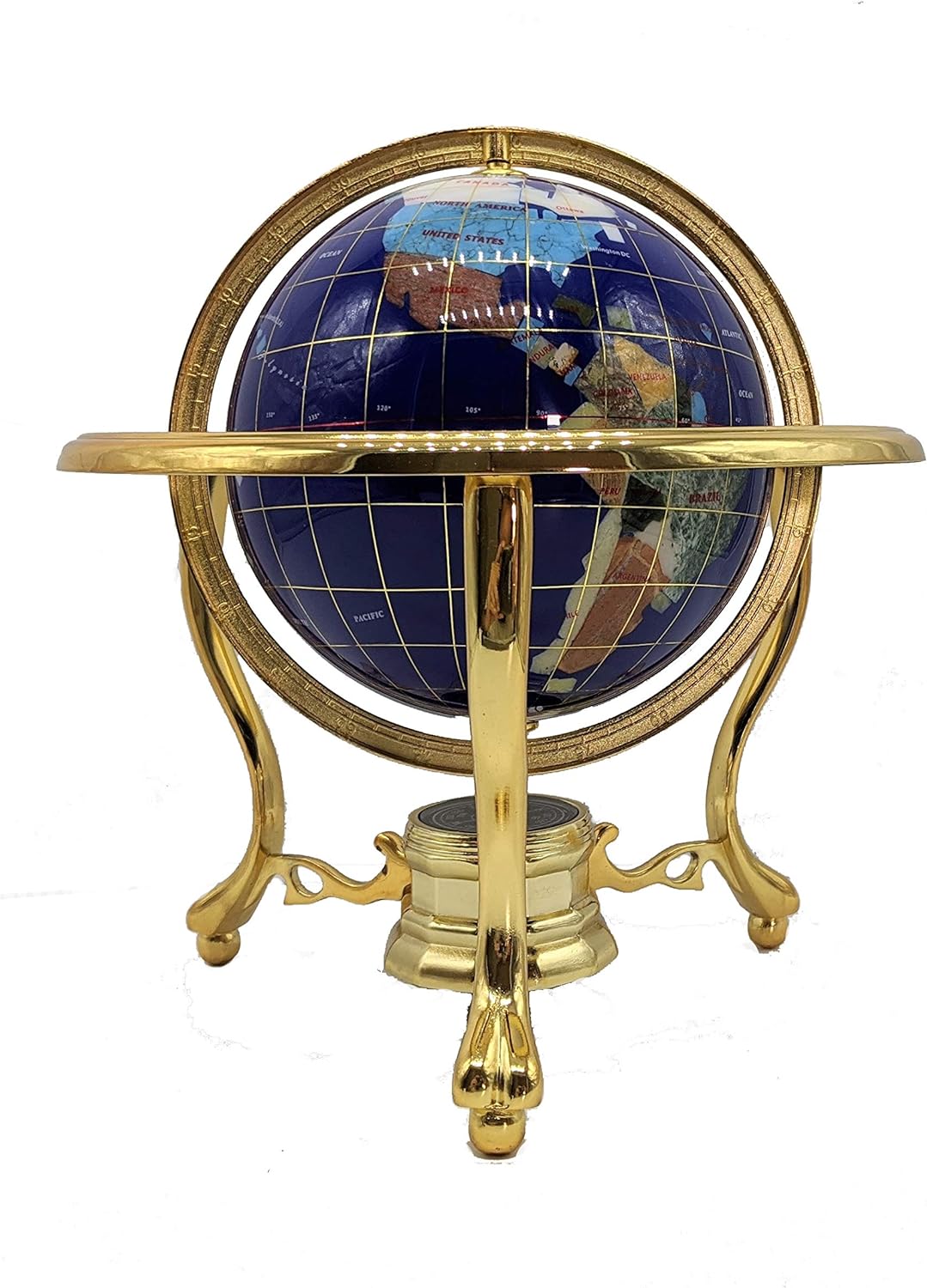 Einzigartige Art 25,4 cm by 6 Lapislazuli blau Ocean Tisch Top Edelstein World Globe mit Gold Stativ