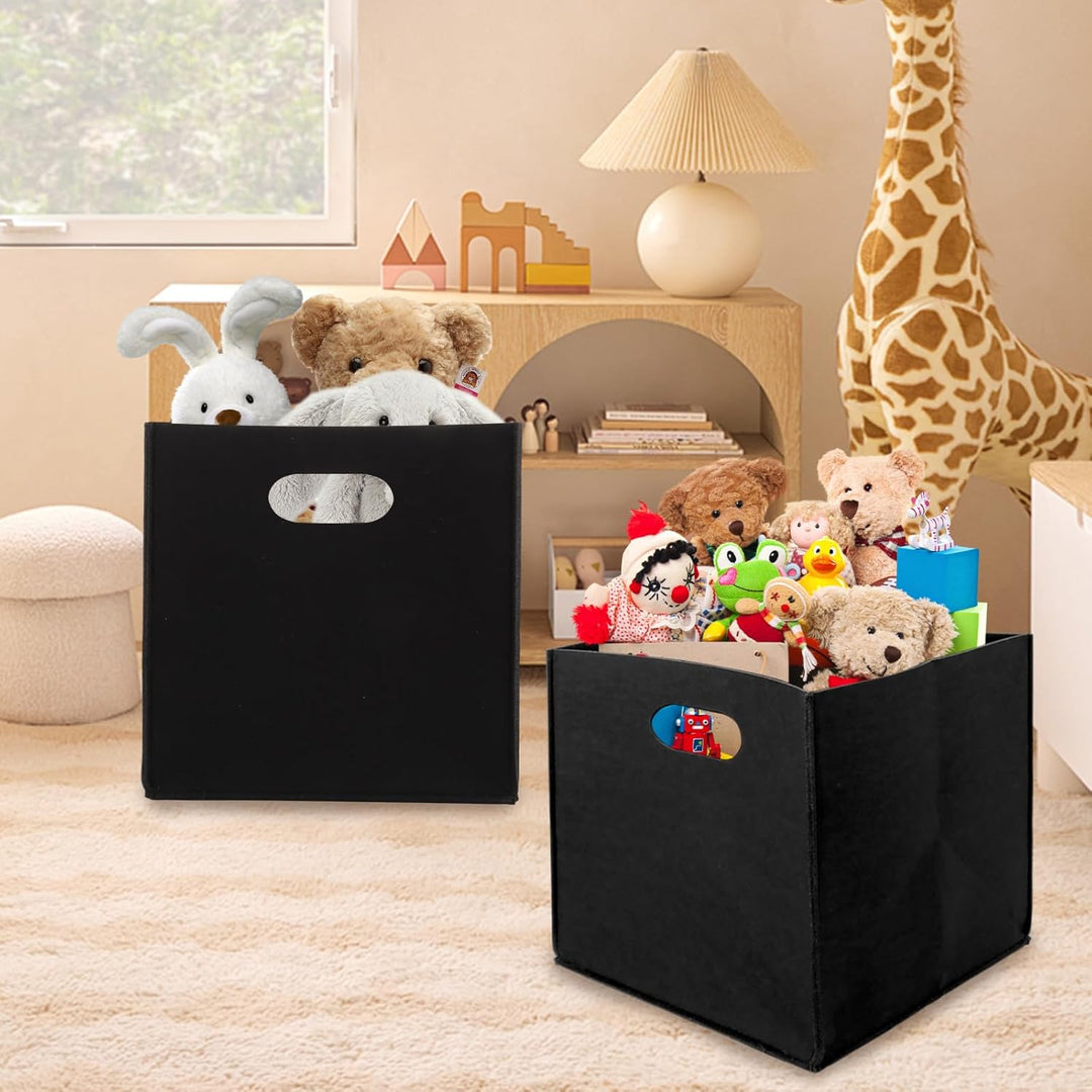 6 Stück Aufbewahrungsboxen 30x30x30 cm, Boxen Aufbewahrung Schwarz, Filzkorb Aufbewahrung, Filzbox A