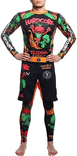Hardcore Training Angry Vitamins Schwarz Rash Guard Men's Kompressionshemd Herren Lange Ärmel Grappl