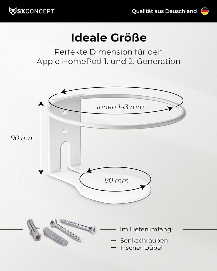 Homepod Wandhalterung | für Apple Homepod und Homepod 2 | optimale Raumoptik & platzsparend | Gerade