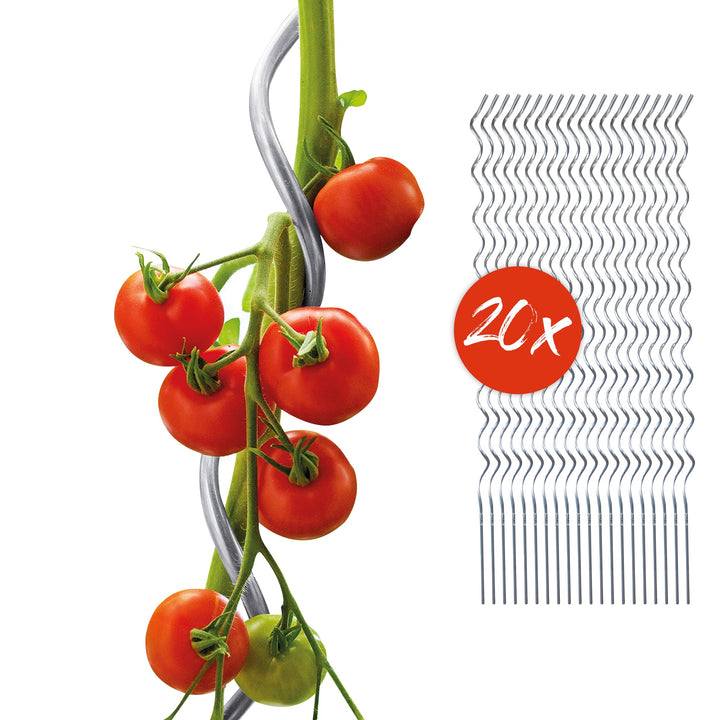 bellissa – Tomatenspirale Rankhilfe aus Aluminium 20er Set 180cm & Ø 10mm - Pflanzenstütze für Tomat