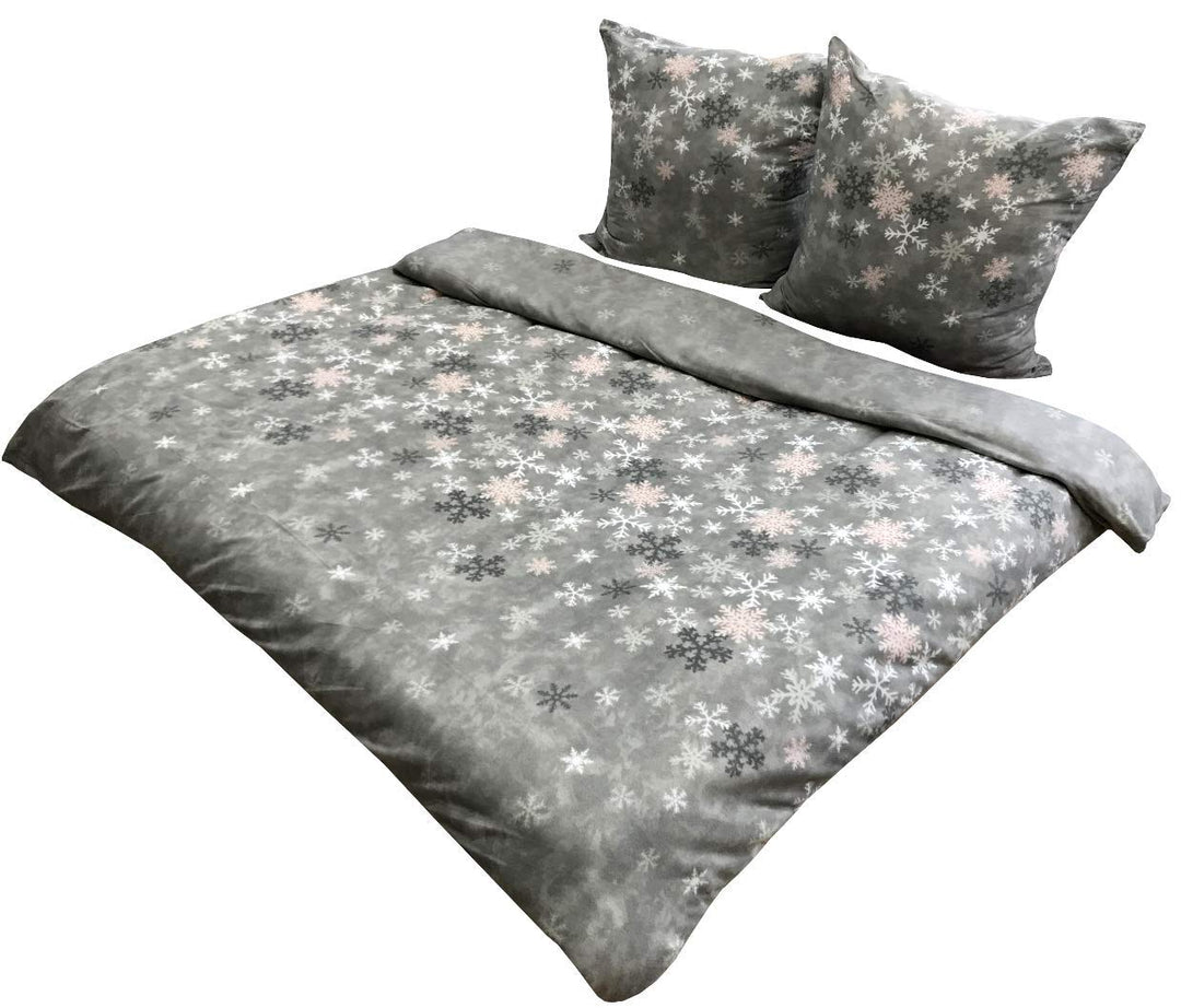 Birsppy Leonado-Vicenti Fleece Bettwäsche 200x200 cm 2X 80x80 cm 3teilig Schnee EIS Kristalle Warme