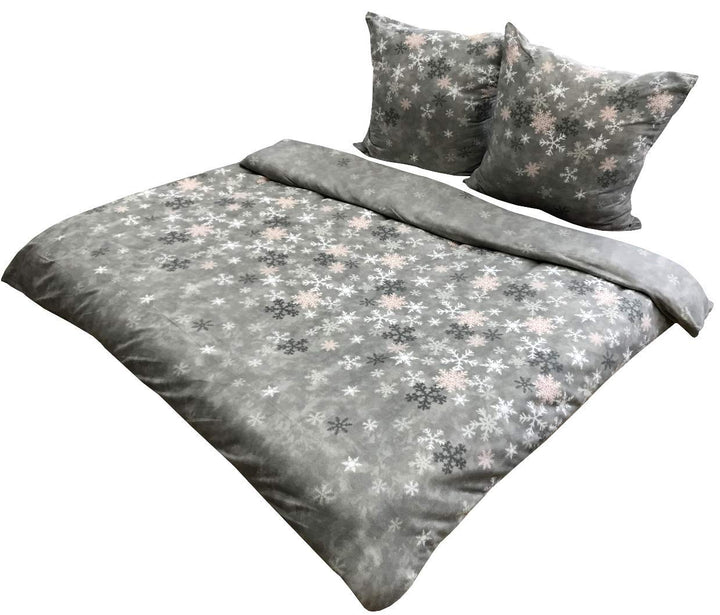Birsppy Leonado-Vicenti Fleece Bettwäsche 200x200 cm 2X 80x80 cm 3teilig Schnee EIS Kristalle Warme