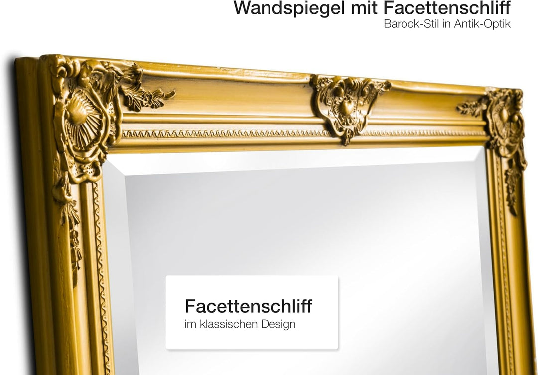 Wholesaler GmbH LC Home Wandspiegel Barock Gold ca. 180 x 80 cm Antik-Stil m. Facettenschliff XL Gan