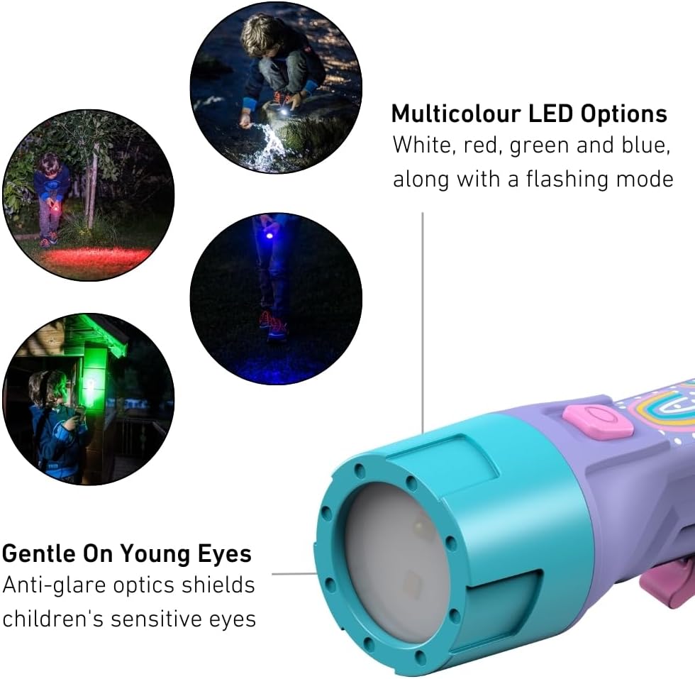 Ledlenser KIDBEAM4 Taschenlampe Kinder lila | energiesparende Batterie Led | 4 Farbmodi und Blinkfun