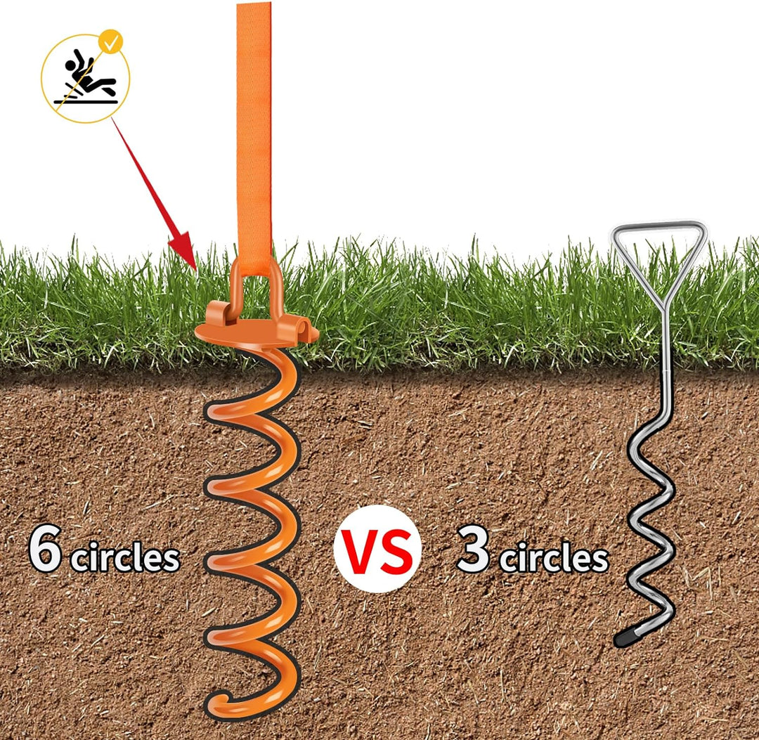 Kamfwert Bodenanker Erdanker für Trampolin, Gartenhaus, Schaukeln | 4 Trampolin Bodenanker Set mit V