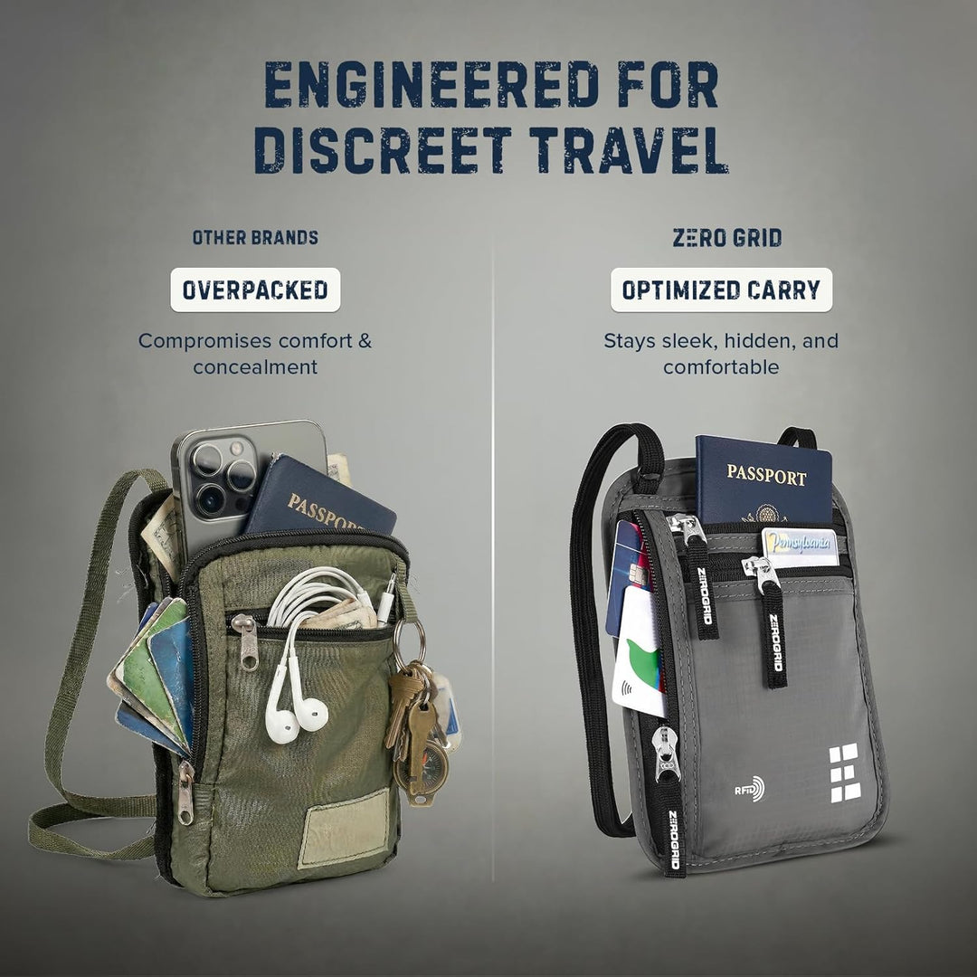 Brusttasche Brustbeutel mit RFID Blocker Reisegeldbeutel Reisedokumententasche EINWEG Einheitsgrösse