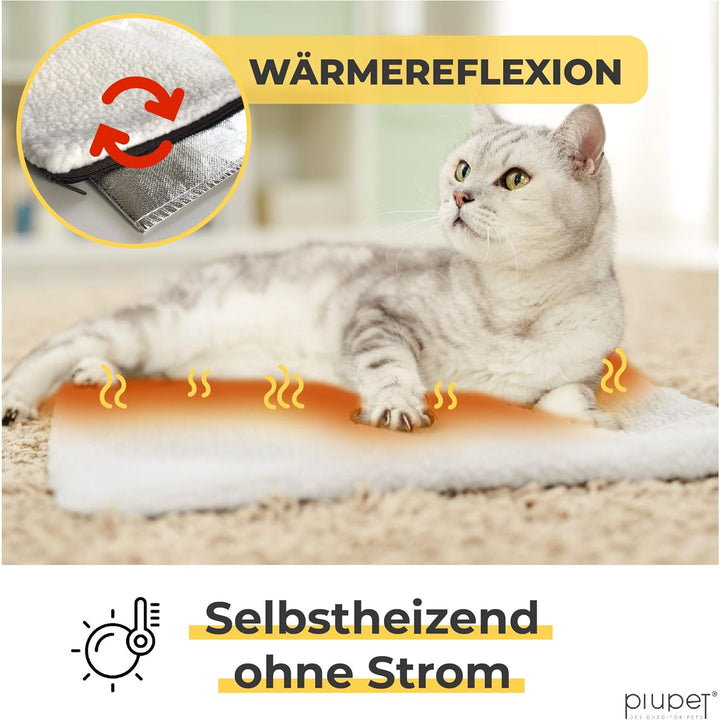 PiuPet® Selbstheizende Katzendecke I 60x45cm I Heizdecke ohne Strom I für Wärmedecke I Wärmematte I