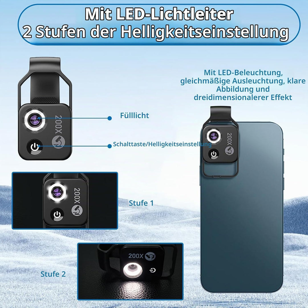 Nano Zoom, Nano Zoom für Smartphone, Smartphone Mikroskop, Nanozoom für Phone Nanozoom 200 für Handy