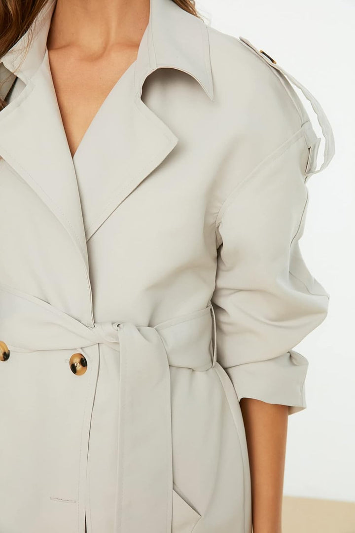 TRENDYOL Trench Coat - Brown - Regular 32 Beige, 32 Beige