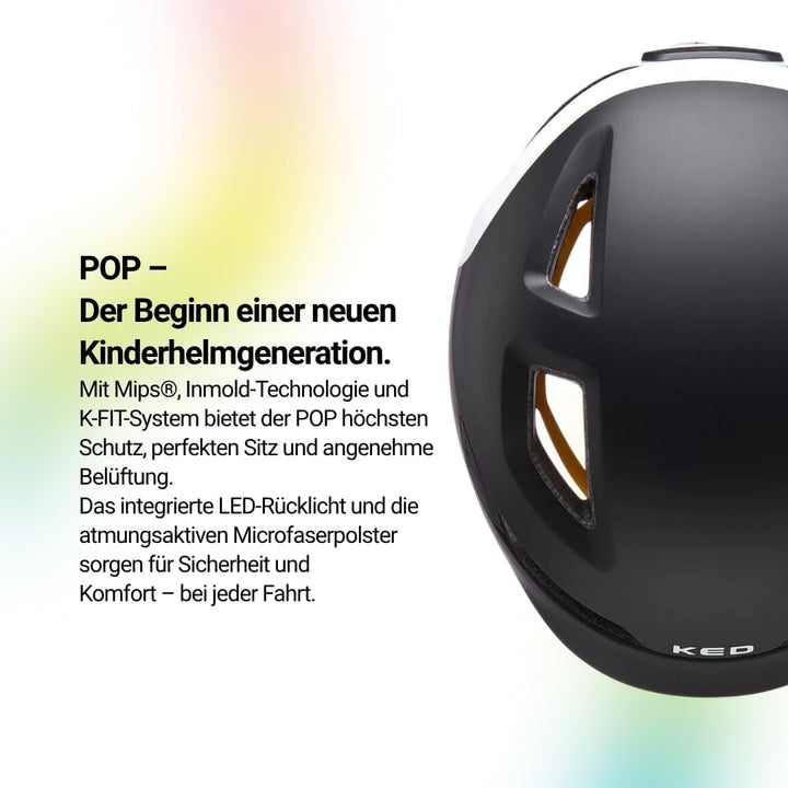 KED Pop MIPS Kinder Fahrrad Helm schwarz/weiss 2023 black white M | 52-56cm, black white M | 52-56cm