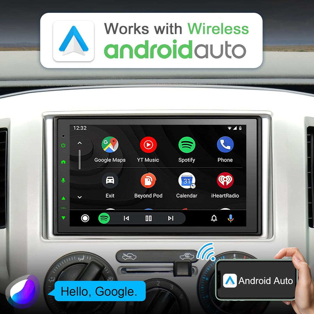 DAB Autoradio mit Bildschirm Android Doppel Din Radio Wireless Carplay Android Auto, 8-Core 2G+32G 7