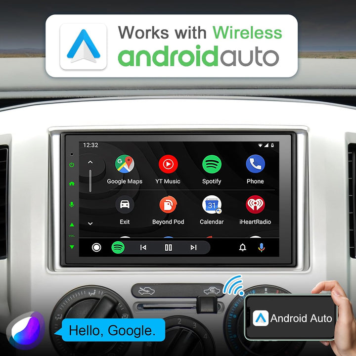 DAB Autoradio mit Bildschirm Android Doppel Din Radio Wireless Carplay Android Auto, 8-Core 2G+32G 7