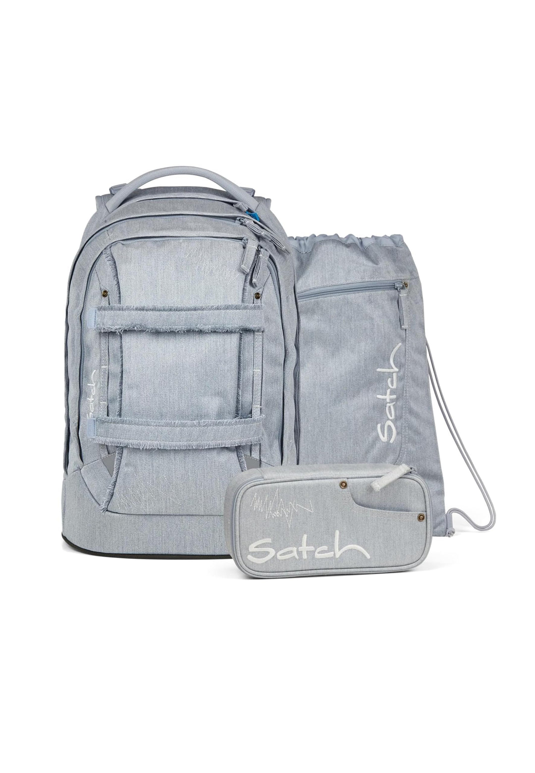 Satch Pack Set Set 3 teilig ab 5. Klasse ergonomisch 30L Stauraum mit Schlamperbox Sportbeutel Washe