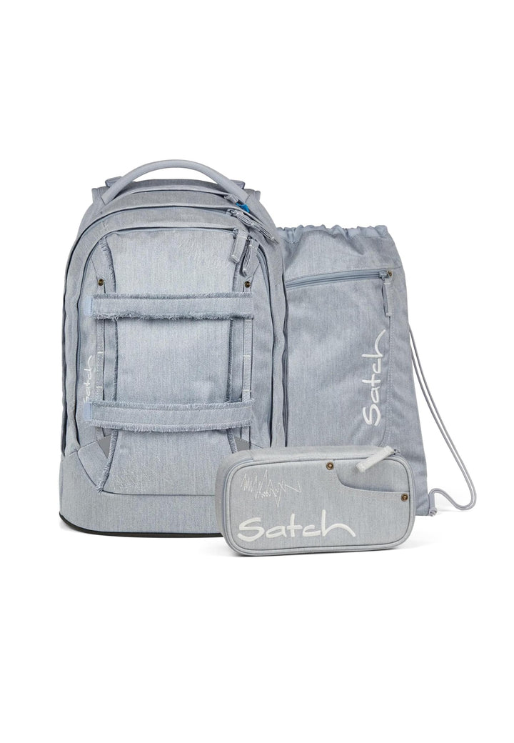 Satch Pack Set Set 3 teilig ab 5. Klasse ergonomisch 30L Stauraum mit Schlamperbox Sportbeutel Washe