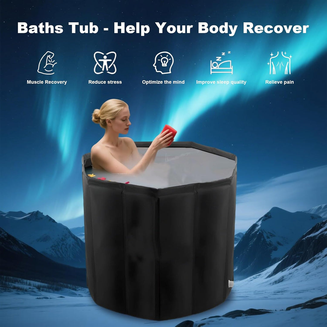 YYW Tragbare faltbare Eisbadewanne, grosse tragbare Badewanne für Zuhause, Outdoor, Fitnessstudios,