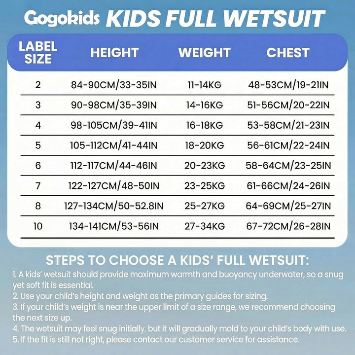 Gogokids Kinder Neoprenanzüge Jungen Thermische Badeanzüge, 2.5mm Neopren Taucheranzug Rash Guard Ei