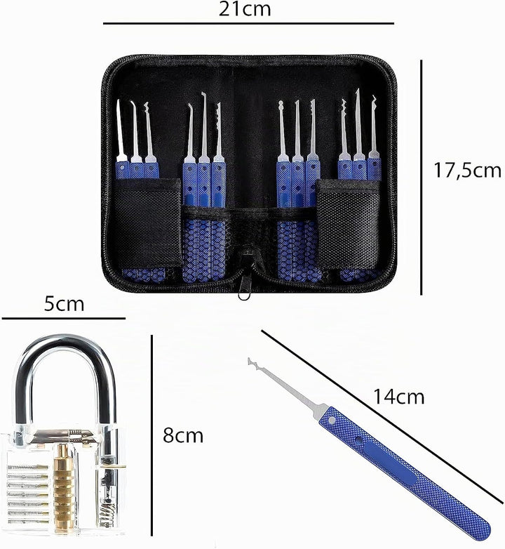 Retoo Lockpicking Set 17 Stück Dietrich, 12 Picks und 5 Drehmomentschlüssel, perfektes Lock Pick Set