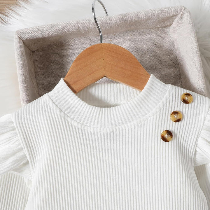 Kleinkind Baby Mädchen Kleidung Langarm Gerippte Oberteile Plaid Tweed Muster Rock Baskenmütze Herbs