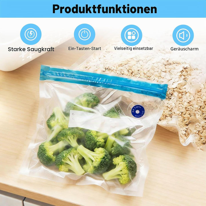 Tragbares Vakuumiergerät mit Wassertank, Mini Vacuum Sealer mit USB-Aufladung,Kompakt Wiederverwendb