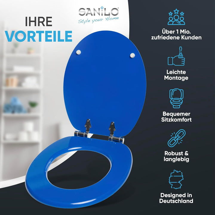 Sanilo WC Sitz mit Absenkautomatik, viele einfarbige Toilettendeckel zur Auswahl, hochwertige und st