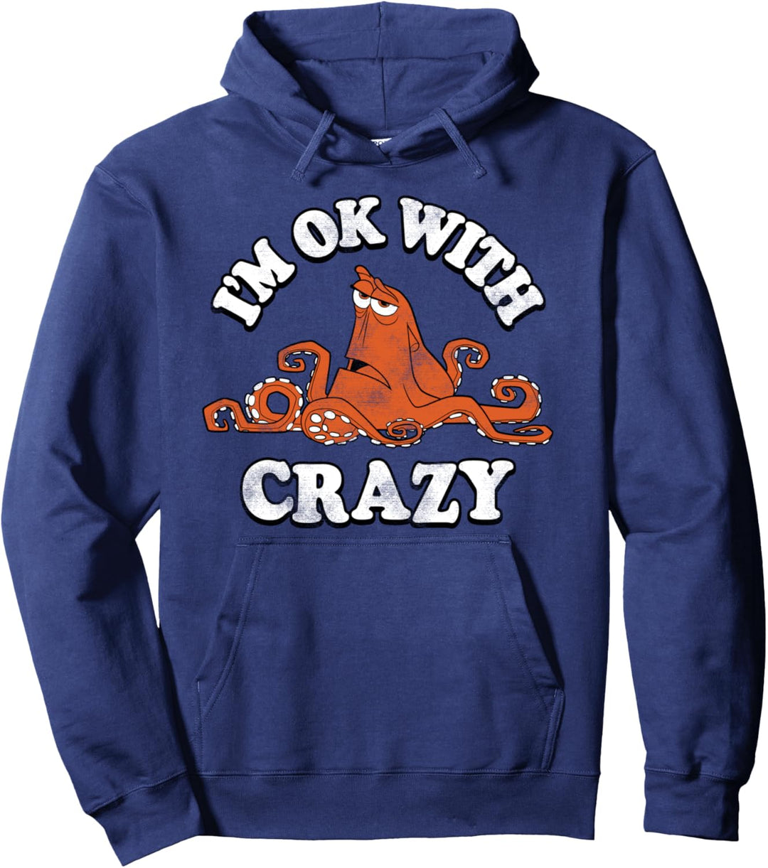 Disney Pixar Finding Dory Hank Okay With Crazy Text Pullover Hoodie
