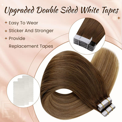 Hetto Echthaar Tape in Extensions Ombre Blond Tape in Extensions Echthaar Remy Tape in Haarverlanger
