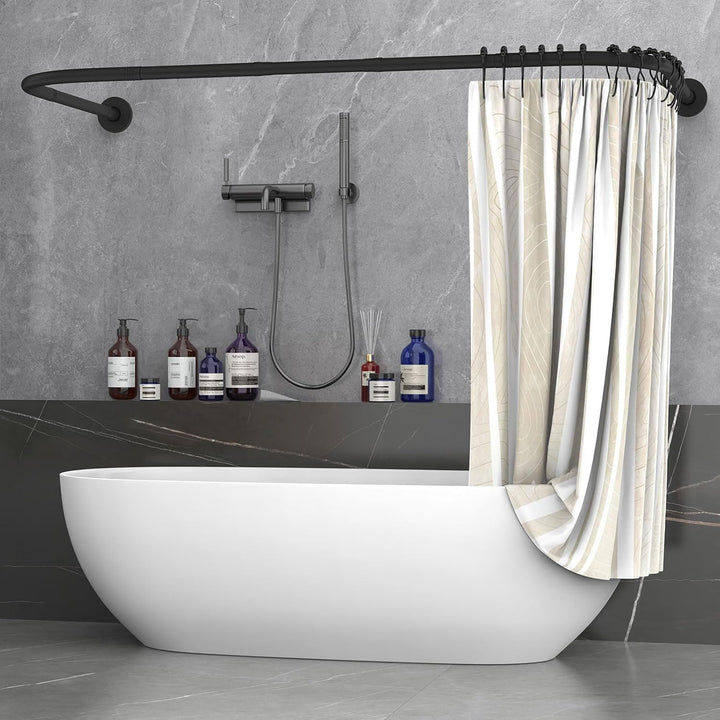 Misounda Duschvorhangstange U/L Form 75×(150-190)×75 cm - Duschstange für Duschvorhang Badewanne Eck