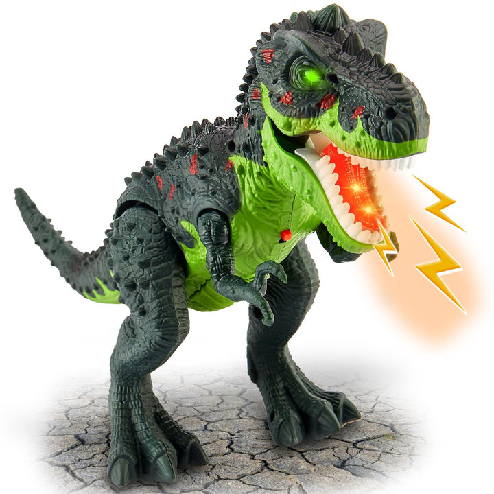 HYAKIDS Dinosaurier Spielzeug mit Sprühen, Lichtern und Brüllen, Gehen, Elektronik T-Rex Dino Spielz