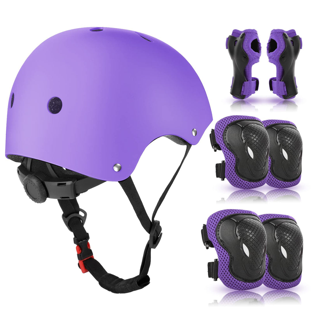 WayEee Knieschoner Kinder mit Helm, Schonerset Kinder 3-10 Jahre, Knieschützer Inliner Kinder Schutz