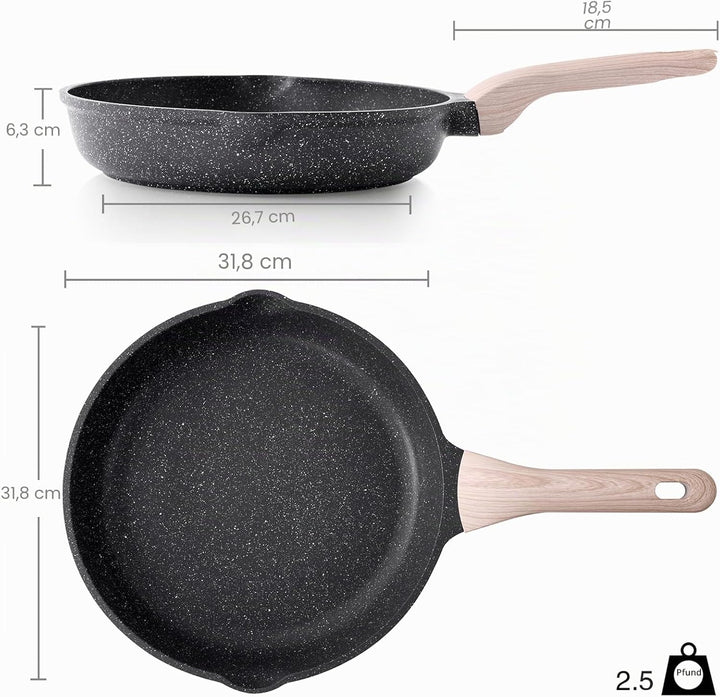 Kordisen Antihaft Bratpfanne, 32 cm Grosse Granitbeschichtung Pfanne, Induktion Kompatibel, Gesunde