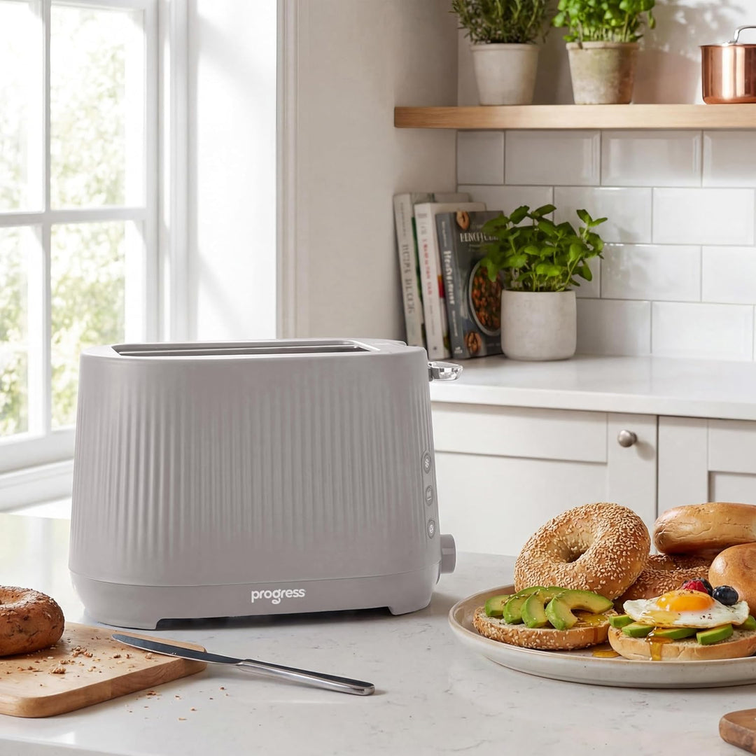 Progress Mellow 2-Scheiben-Toaster – Auftau-, Aufwärm- & Stoppfunktionen, 6 Bräunungsstufen, herausn